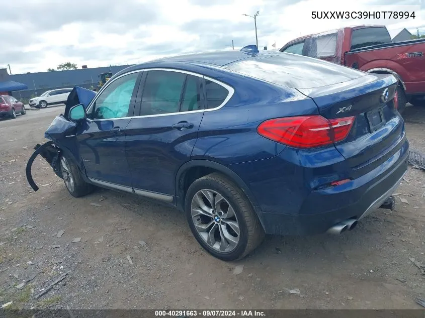 2017 BMW X4 xDrive28I VIN: 5UXXW3C39H0T78994 Lot: 40291663