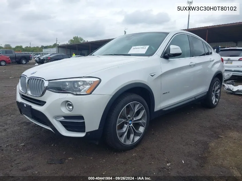 2017 BMW X4 xDrive28I VIN: 5UXXW3C30H0T80102 Lot: 40441984