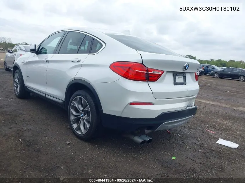 2017 BMW X4 xDrive28I VIN: 5UXXW3C30H0T80102 Lot: 40441984