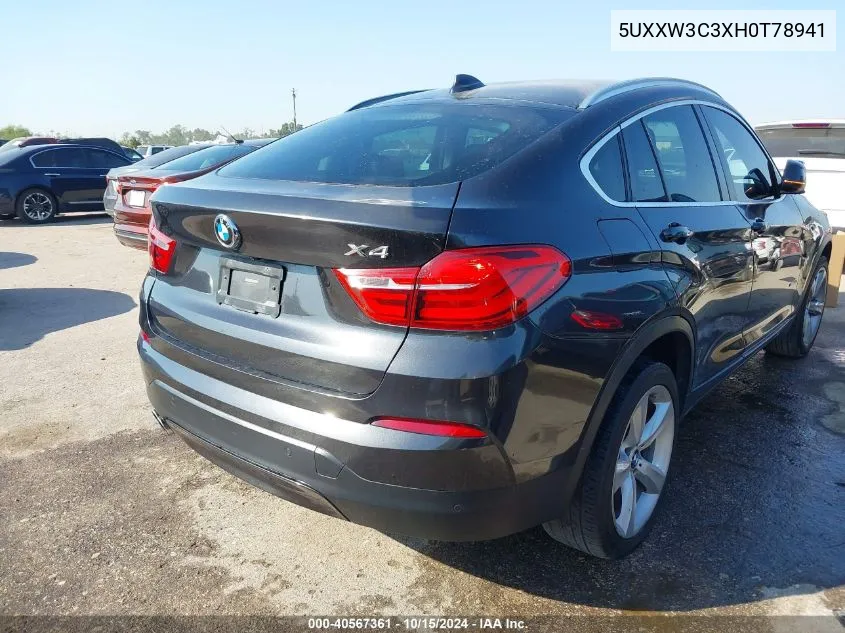 2017 BMW X4 xDrive28I VIN: 5UXXW3C3XH0T78941 Lot: 40567361