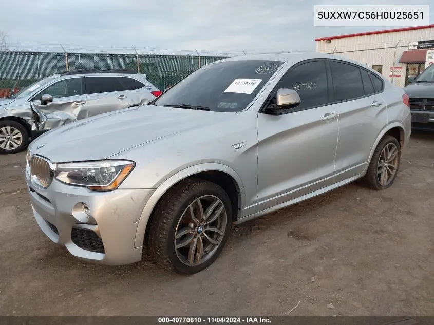 2017 BMW X4 M40I VIN: 5UXXW7C56H0U25651 Lot: 40770610