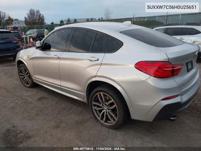 2017 BMW X4 M40I VIN: 5UXXW7C56H0U25651 Lot: 40770610