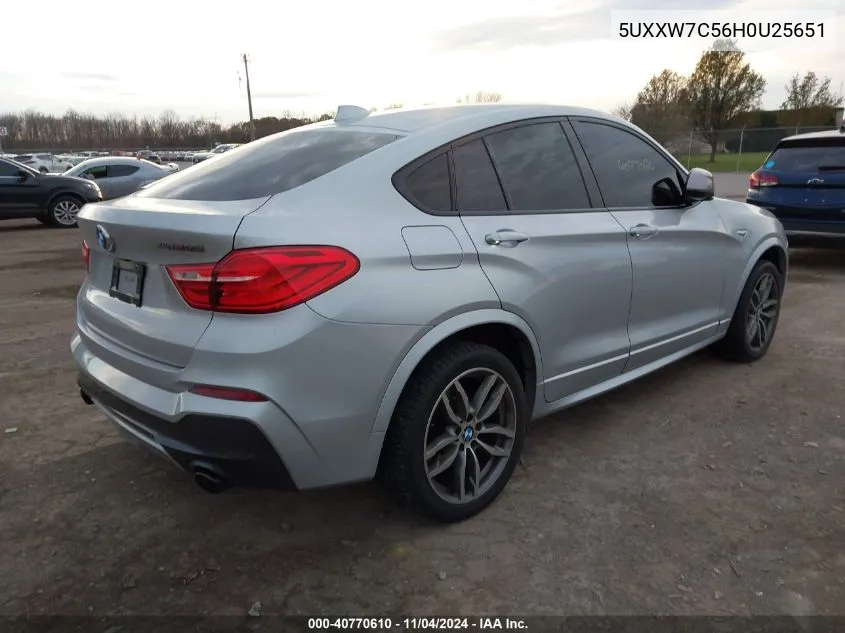 2017 BMW X4 M40I VIN: 5UXXW7C56H0U25651 Lot: 40770610