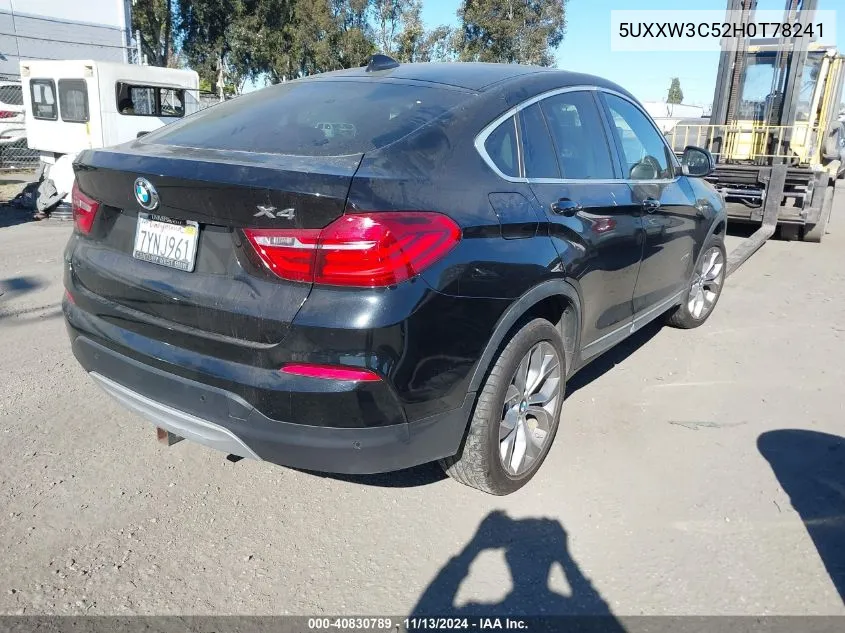 2017 BMW X4 xDrive28I VIN: 5UXXW3C52H0T78241 Lot: 40830789