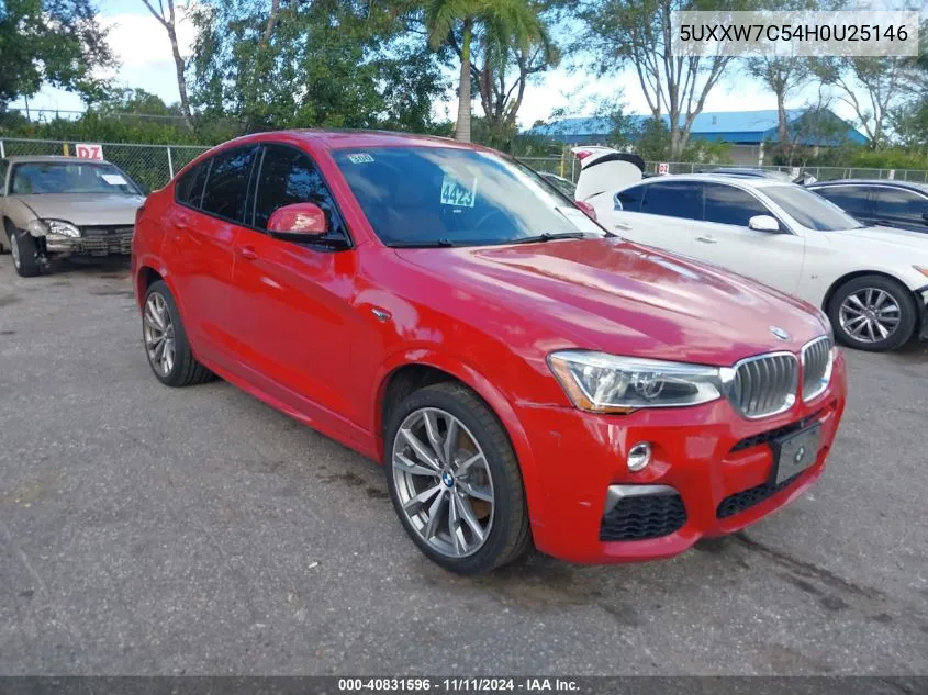 2017 BMW X4 M40I VIN: 5UXXW7C54H0U25146 Lot: 40831596