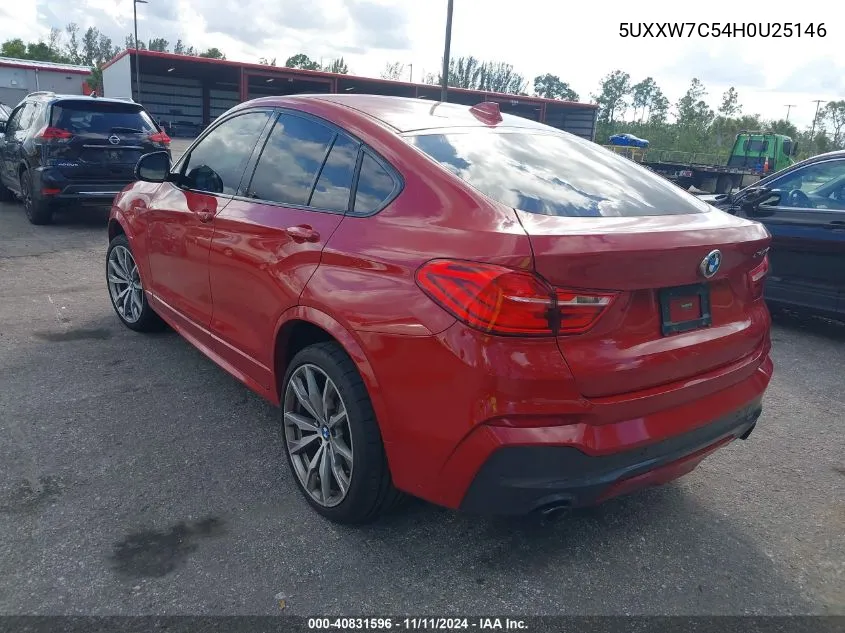 2017 BMW X4 M40I VIN: 5UXXW7C54H0U25146 Lot: 40831596