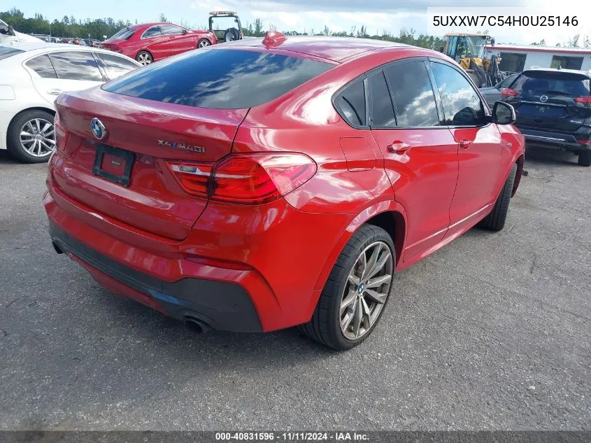 2017 BMW X4 M40I VIN: 5UXXW7C54H0U25146 Lot: 40831596