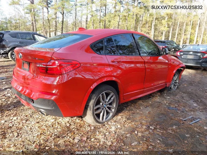 2017 BMW X4 M40I VIN: 5UXXW7C5XH0U25832 Lot: 40876185