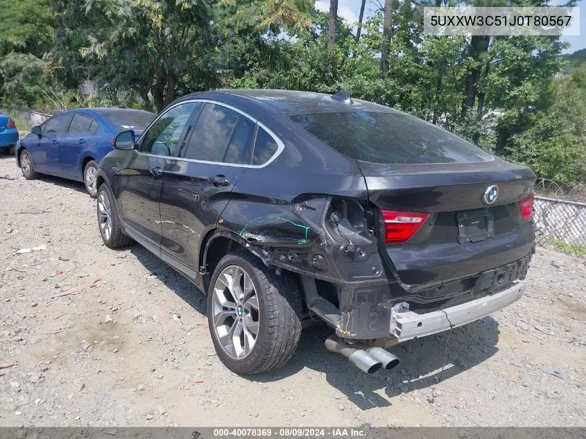 2018 BMW X4 xDrive28I VIN: 5UXXW3C51J0T80567 Lot: 40078369