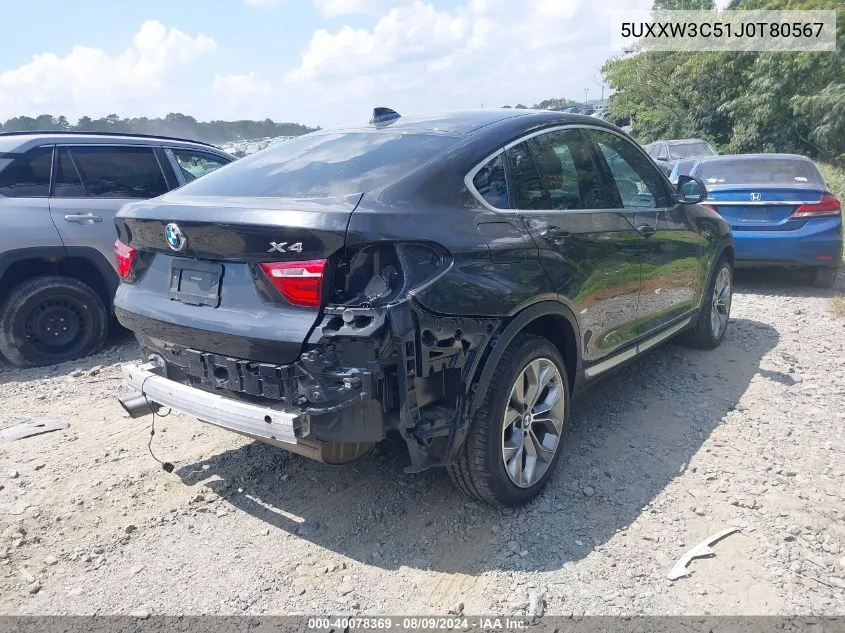 2018 BMW X4 xDrive28I VIN: 5UXXW3C51J0T80567 Lot: 40078369