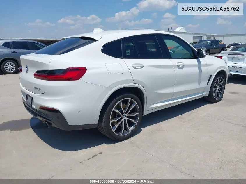 2019 BMW X4 xDrive30I VIN: 5UXUJ3C55KLA58762 Lot: 40003090