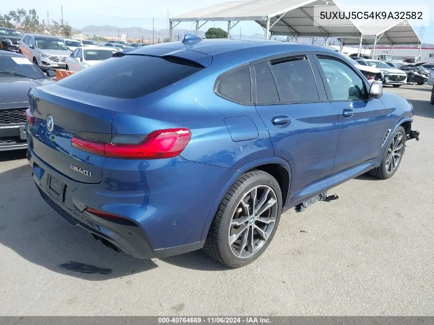 2019 BMW X4 M40I VIN: 5UXUJ5C54K9A32582 Lot: 40764669