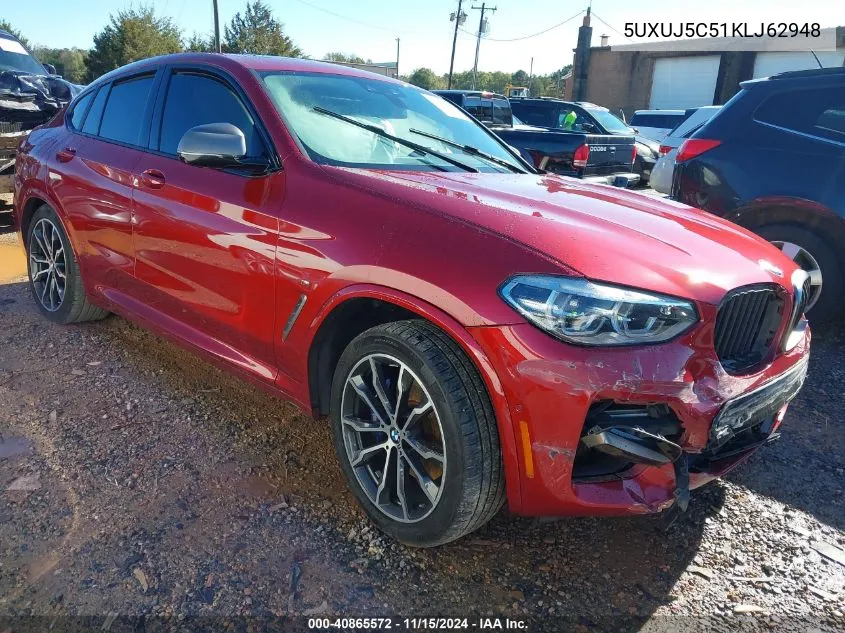 2019 BMW X4 M40I VIN: 5UXUJ5C51KLJ62948 Lot: 40865572