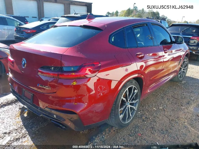 2019 BMW X4 M40I VIN: 5UXUJ5C51KLJ62948 Lot: 40865572