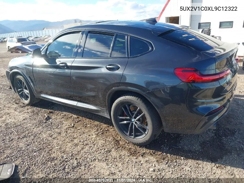 2020 BMW X4 xDrive30I VIN: 5UX2V1C0XL9C12322 Lot: 40702831