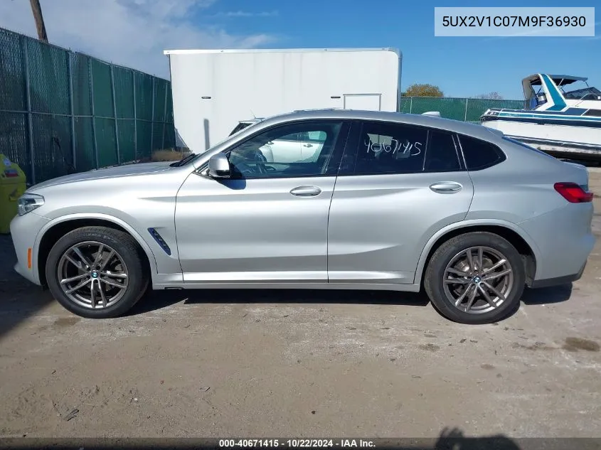 2021 BMW X4 xDrive30I VIN: 5UX2V1C07M9F36930 Lot: 40671415