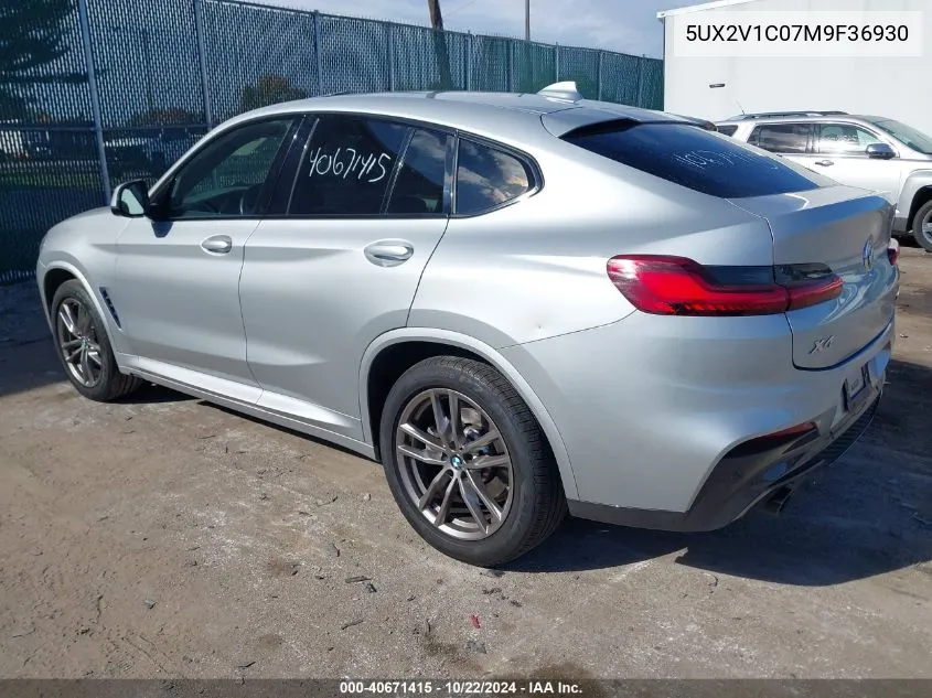 2021 BMW X4 xDrive30I VIN: 5UX2V1C07M9F36930 Lot: 40671415