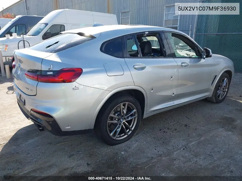 2021 BMW X4 xDrive30I VIN: 5UX2V1C07M9F36930 Lot: 40671415