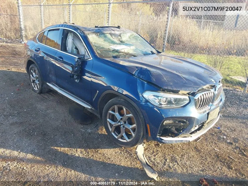 2021 BMW X4 xDrive30I VIN: 5UX2V1C07M9F20047 Lot: 40853179