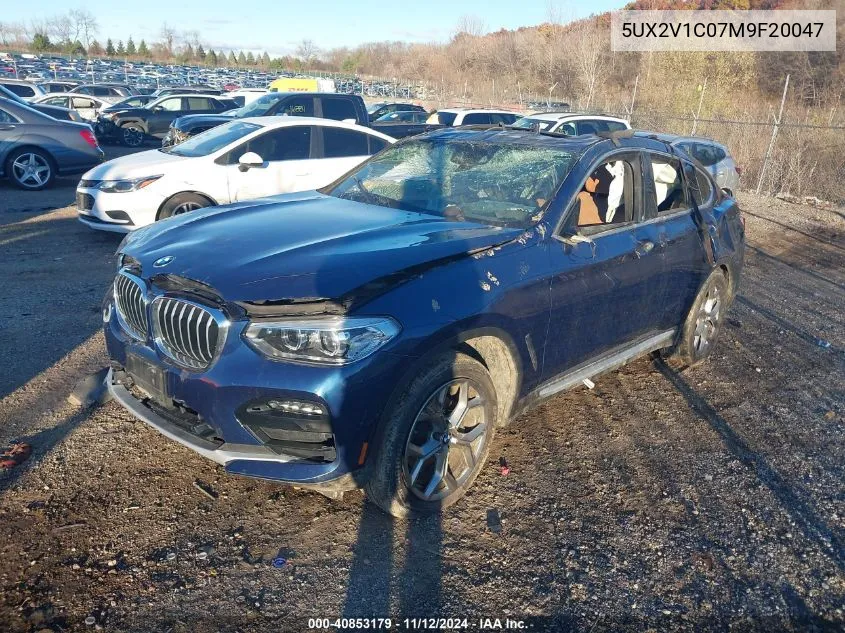 2021 BMW X4 xDrive30I VIN: 5UX2V1C07M9F20047 Lot: 40853179