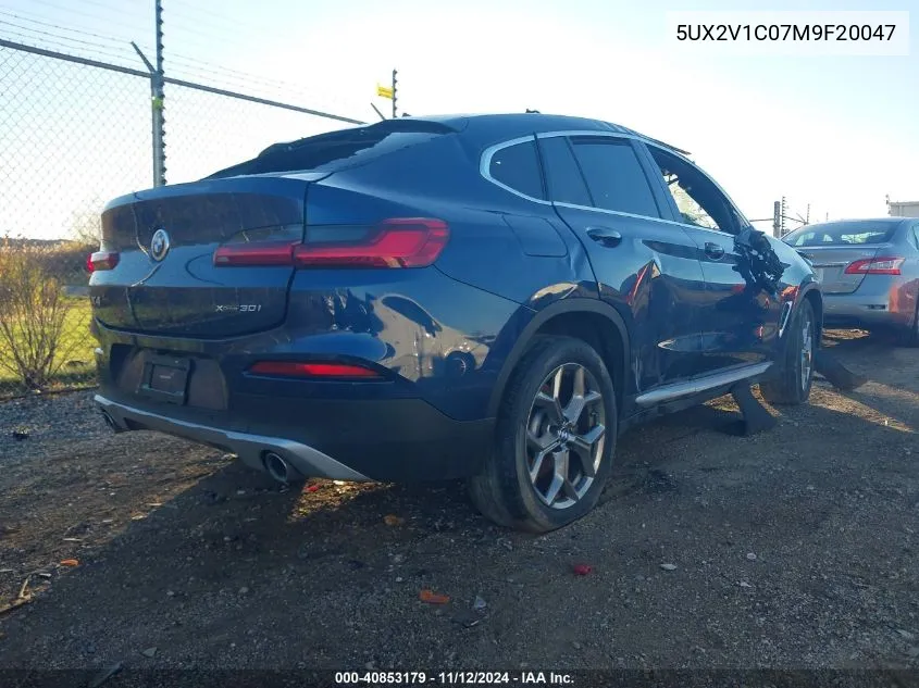 2021 BMW X4 xDrive30I VIN: 5UX2V1C07M9F20047 Lot: 40853179