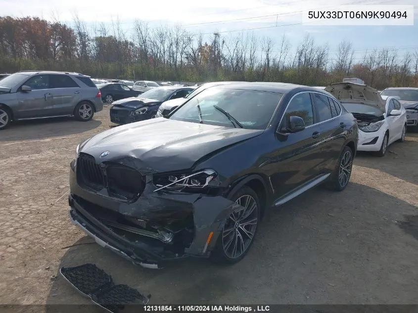 2022 BMW X4 VIN: 5UX33DT06N9K90494 Lot: 12131854