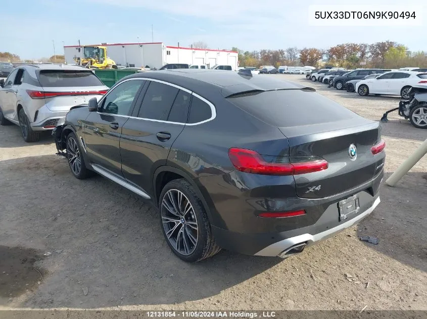 2022 BMW X4 VIN: 5UX33DT06N9K90494 Lot: 12131854