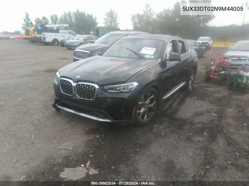 2022 BMW X4 xDrive30I VIN: 5UX33DT02N9M44005 Lot: 39902534