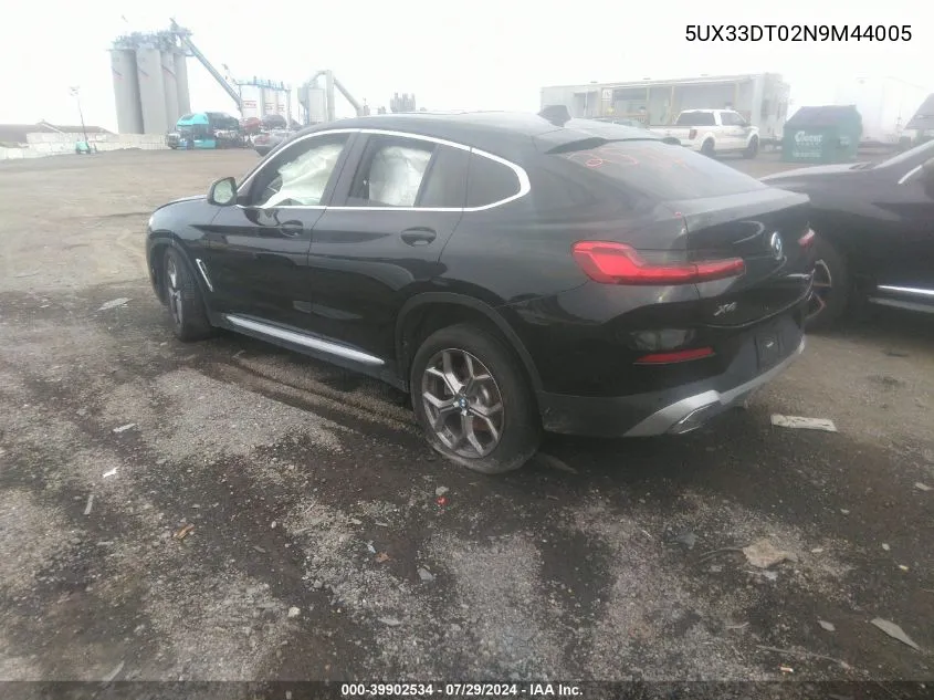 2022 BMW X4 xDrive30I VIN: 5UX33DT02N9M44005 Lot: 39902534