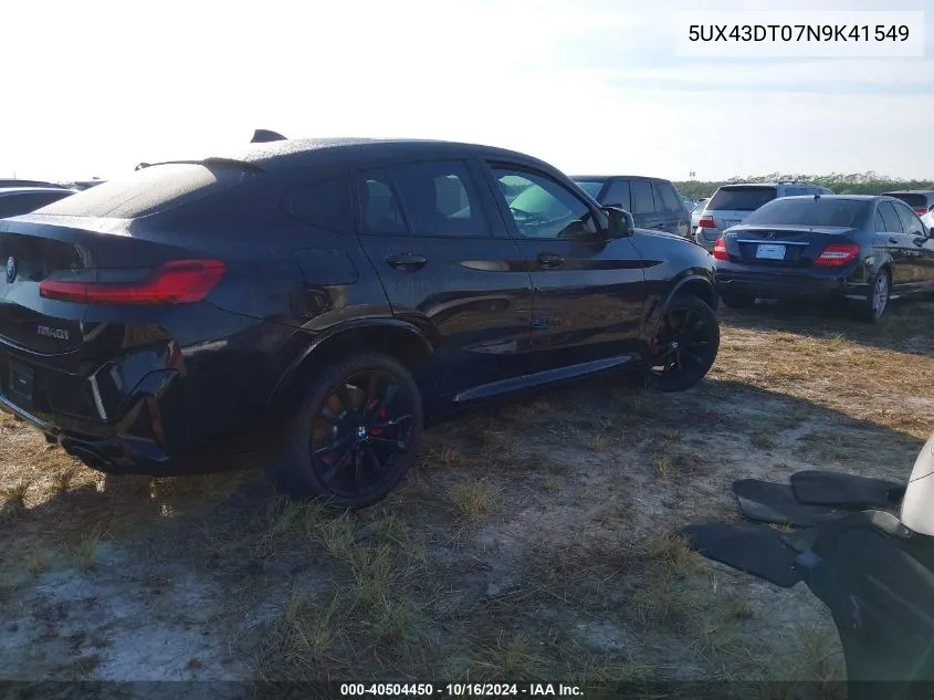 2022 BMW X4 M40I VIN: 5UX43DT07N9K41549 Lot: 40504450