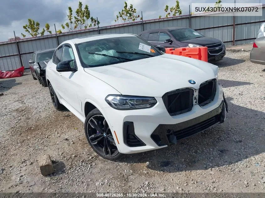 2022 BMW X4 M40I VIN: 5UX43DT0XN9K07072 Lot: 40726265