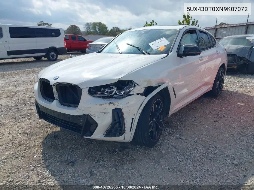 2022 BMW X4 M40I VIN: 5UX43DT0XN9K07072 Lot: 40726265