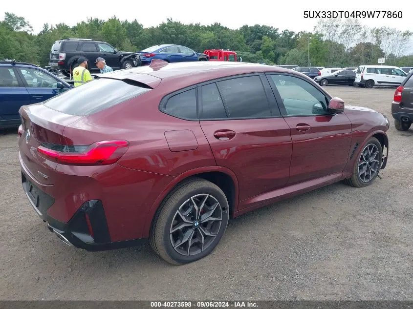 2024 BMW X4 xDrive30I VIN: 5UX33DT04R9W77860 Lot: 40273598