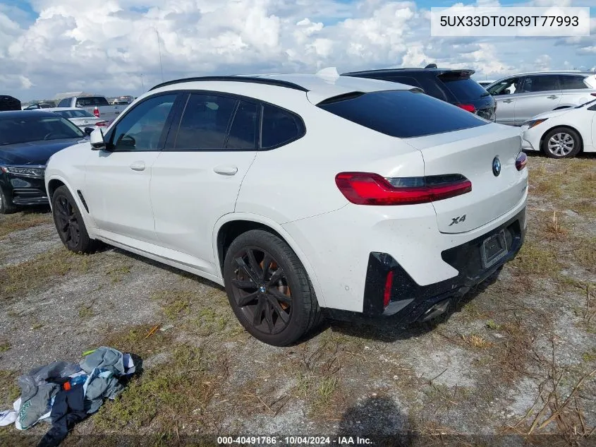 2024 BMW X4 xDrive30I VIN: 5UX33DT02R9T77993 Lot: 40491786