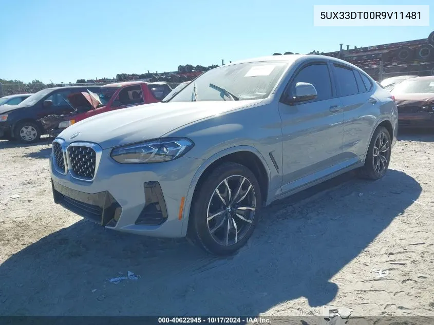 2024 BMW X4 xDrive30I VIN: 5UX33DT00R9V11481 Lot: 40622945