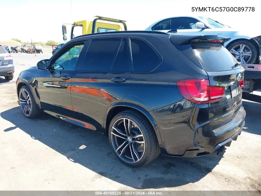 2016 BMW X5 M VIN: 5YMKT6C57G0C89778 Lot: 40169225