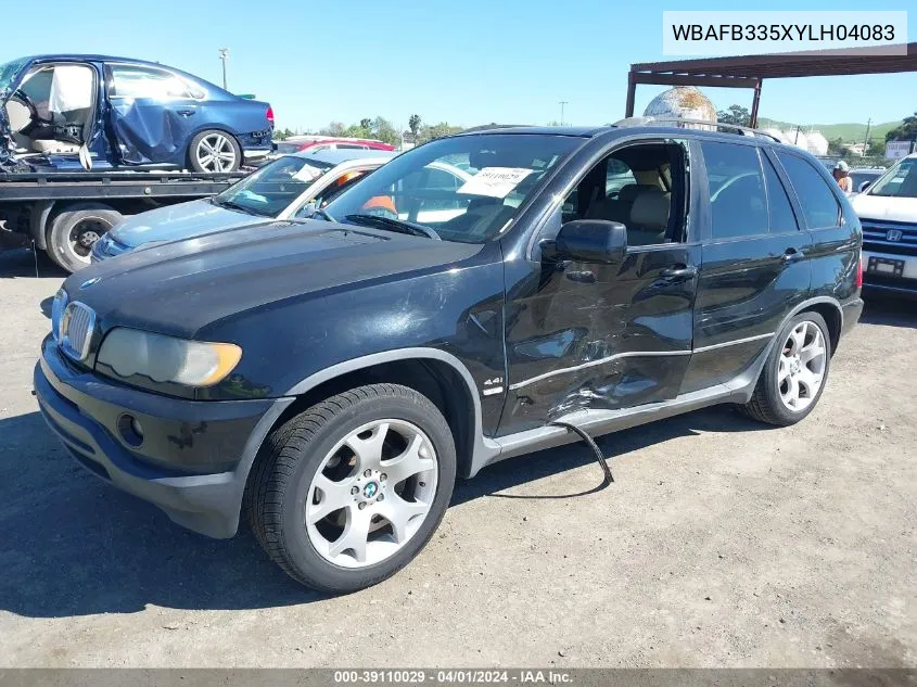 2000 BMW X5 4.4 VIN: WBAFB335XYLH04083 Lot: 39110029