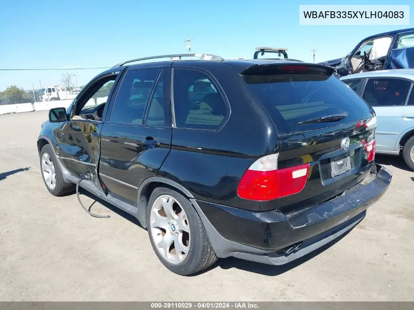 2000 BMW X5 4.4 VIN: WBAFB335XYLH04083 Lot: 39110029