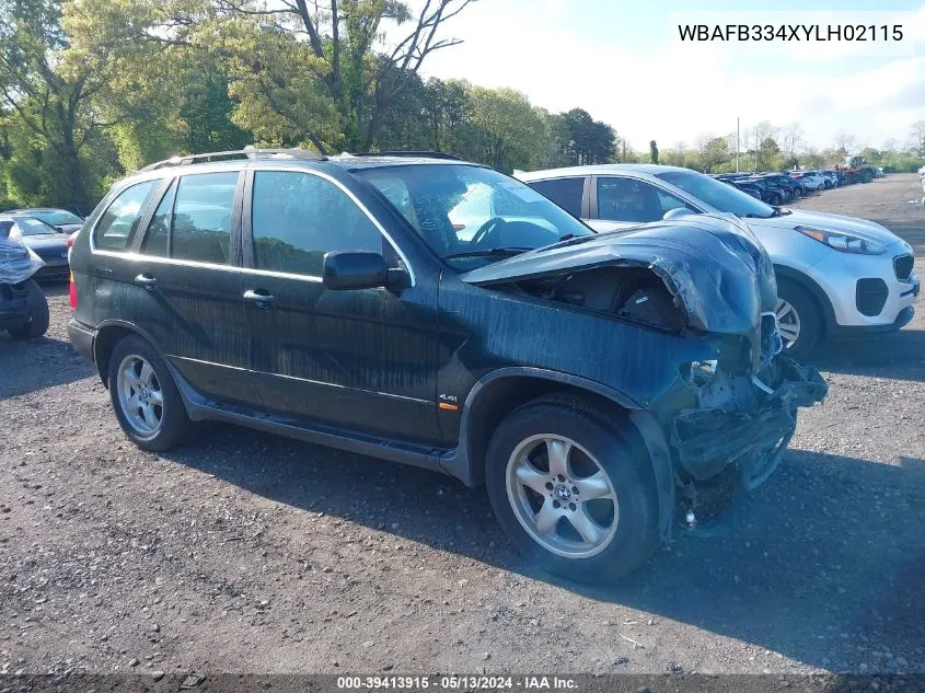 2000 BMW X5 4.4 VIN: WBAFB334XYLH02115 Lot: 39413915