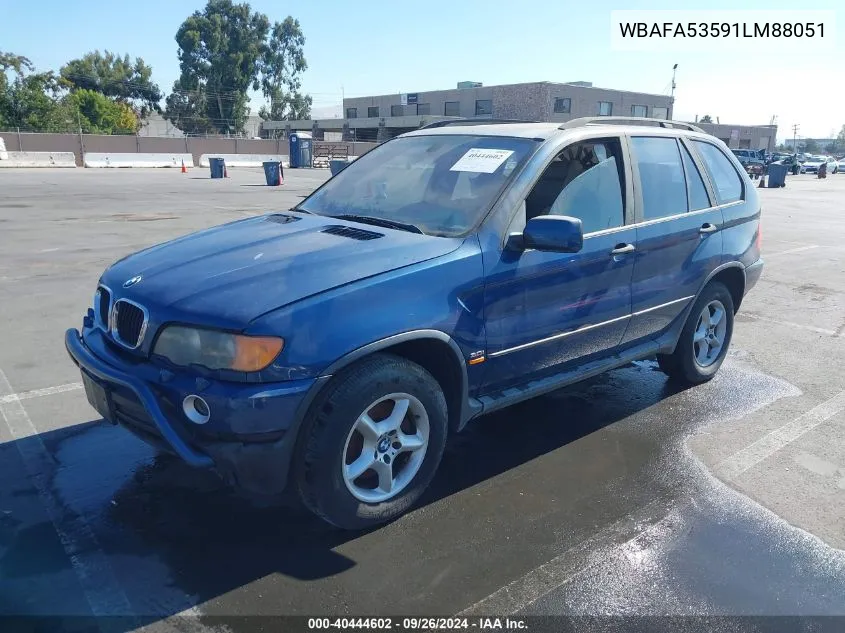 2001 BMW X5 3.0 VIN: WBAFA53591LM88051 Lot: 40444602