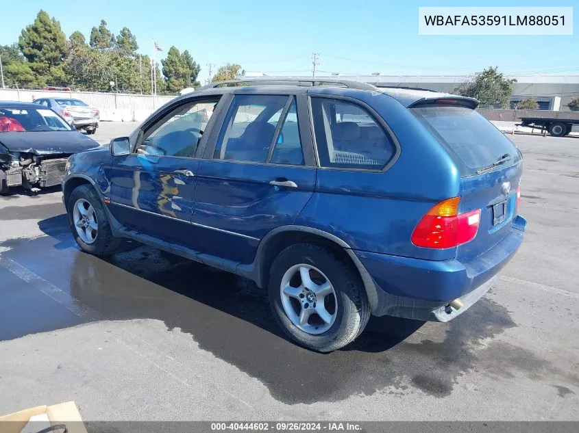 2001 BMW X5 3.0 VIN: WBAFA53591LM88051 Lot: 40444602