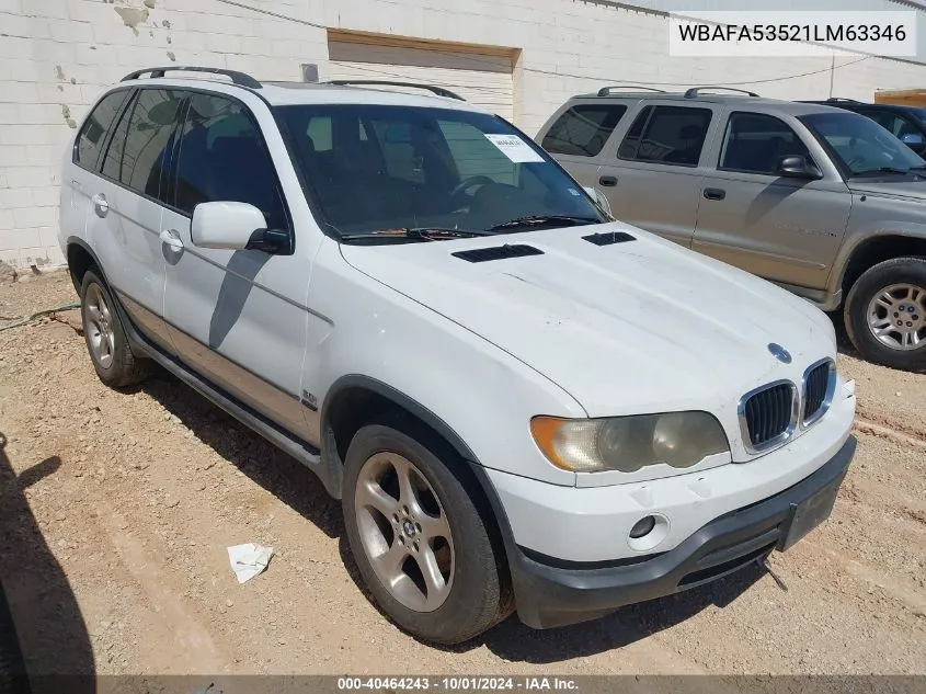 2001 BMW X5 3.0 VIN: WBAFA53521LM63346 Lot: 40464243