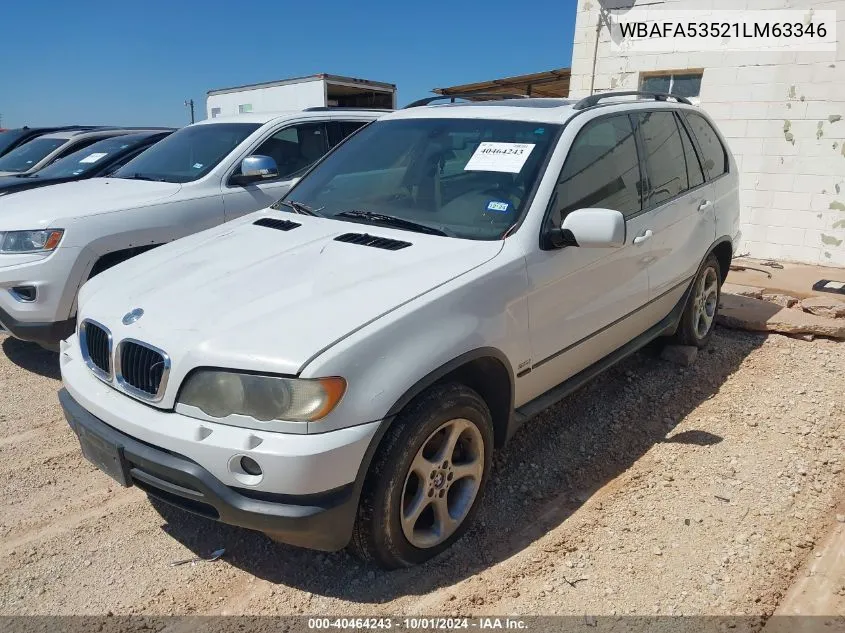 2001 BMW X5 3.0 VIN: WBAFA53521LM63346 Lot: 40464243