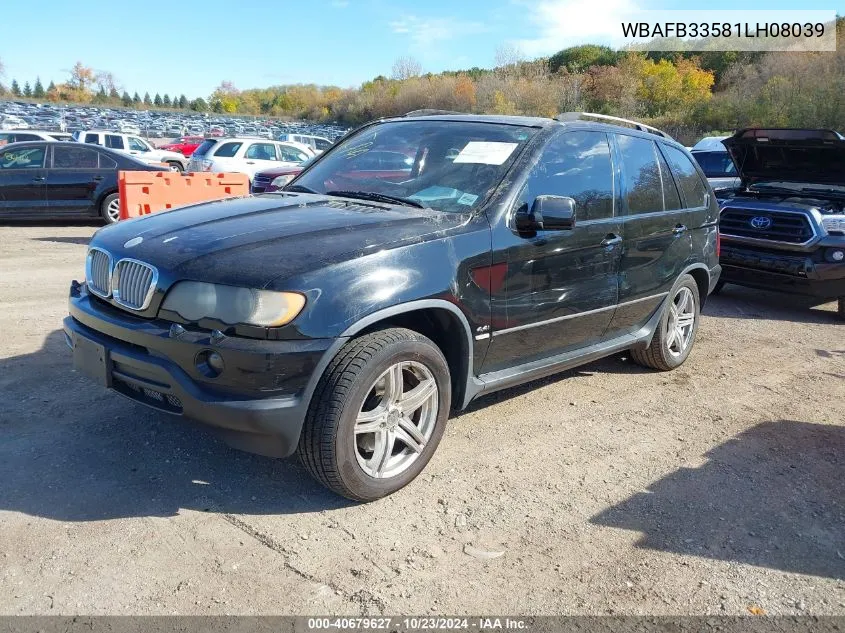 2001 BMW X5 4.4 VIN: WBAFB33581LH08039 Lot: 40679627