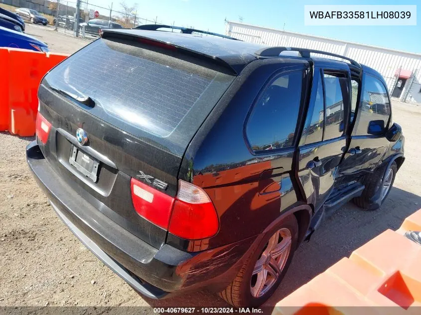 2001 BMW X5 4.4 VIN: WBAFB33581LH08039 Lot: 40679627