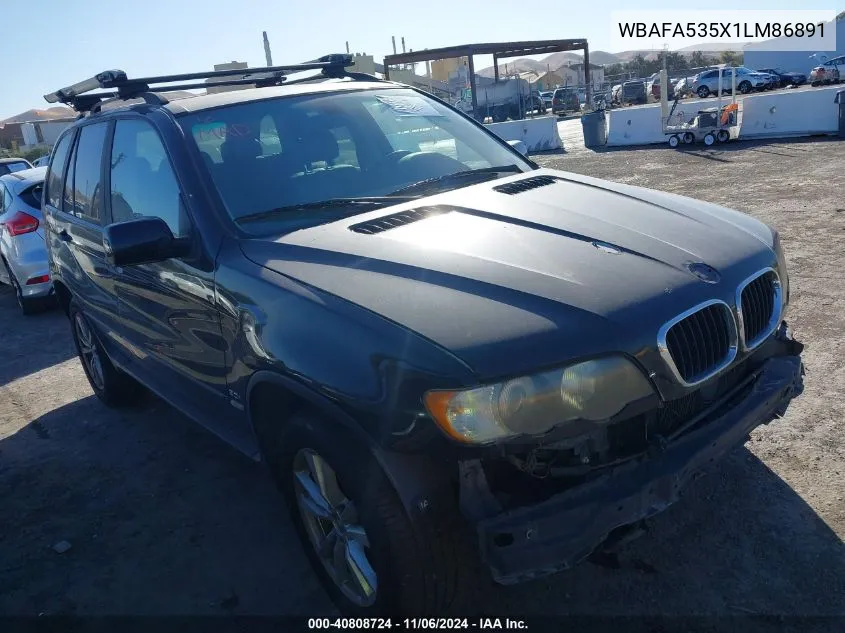 2001 BMW X5 3.0 VIN: WBAFA535X1LM86891 Lot: 40808724