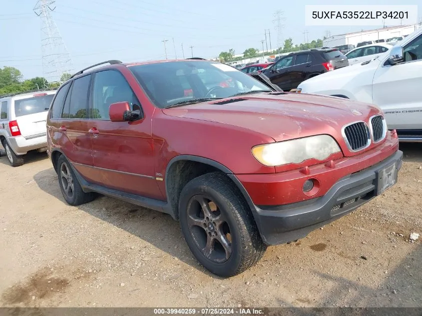 2002 BMW X5 3.0I VIN: 5UXFA53522LP34201 Lot: 39940259