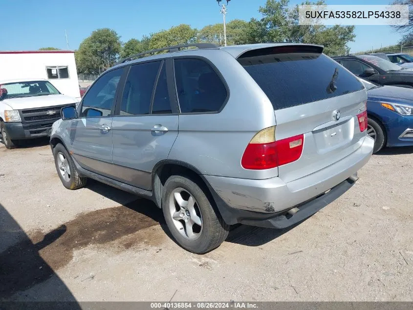 2002 BMW X5 3.0I VIN: 5UXFA53582LP54338 Lot: 40136854