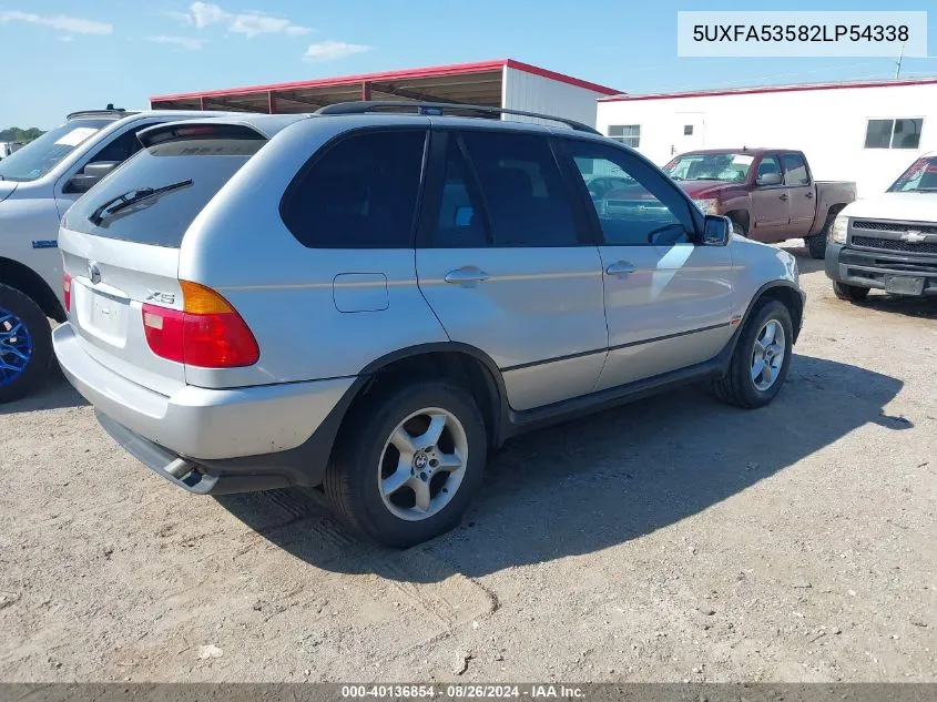 2002 BMW X5 3.0I VIN: 5UXFA53582LP54338 Lot: 40136854