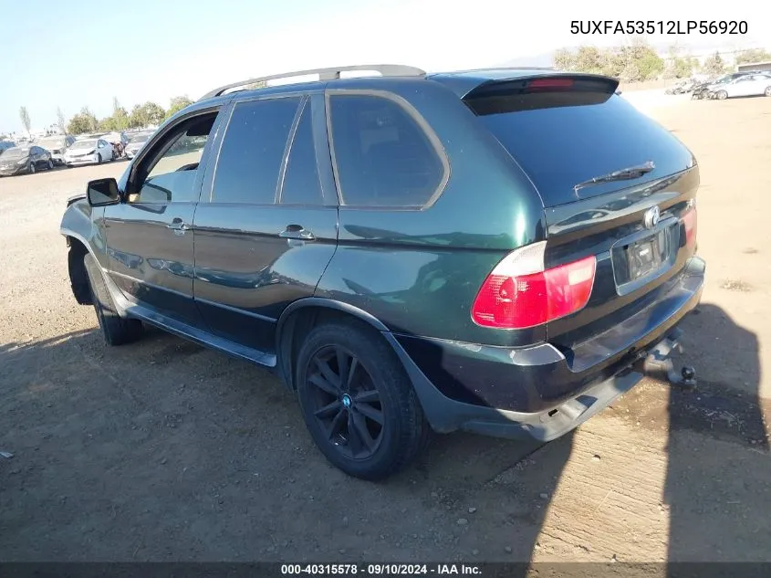 5UXFA53512LP56920 2002 BMW X5 3.0I